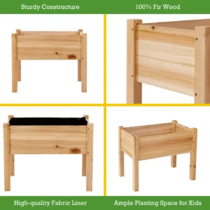 Expert Gardener 2ft high Natural Wood Small Elevated Garden Bed