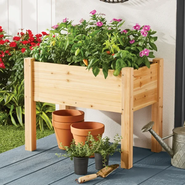 Expert Gardener 2ft high Natural Wood Small Elevated Garden Bed - 图片 2